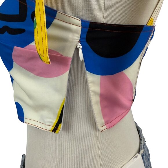 Commense Crop Top Women's‎ Extra Small Tie Straps Shirred Back Abstract Print XS - Picture 6 of 11